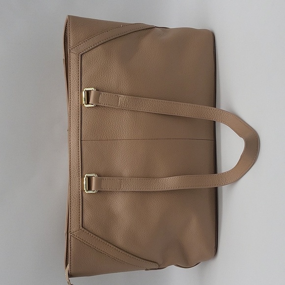 1496- LOVE MOSCHINO Milano Bag Nat Grain Leather Taupe Genuine Leather NWT - Picture 5 of 12